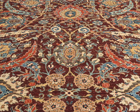 9x12 Burgundy Aryana Afghan Hand Knotted Veg Dye Wool Area Rug